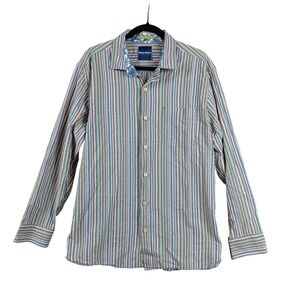 Tommy Bahama Mens L/G Striped Button Down Shirt 100% Cotton Long‎ Sleeve Casual